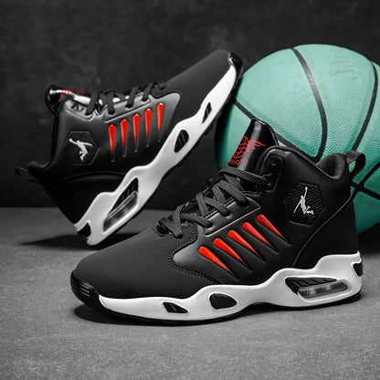 Men's Basketball Shoes - Comfortable Athletic Casual Shoes with Cushioned Rubber Soles, Lace-Up Design Suitable for Gym, Basketball, Jogging - All-Season Performance Shoes, Lightweight for Everyday Wear, Wear-Resistant and Du