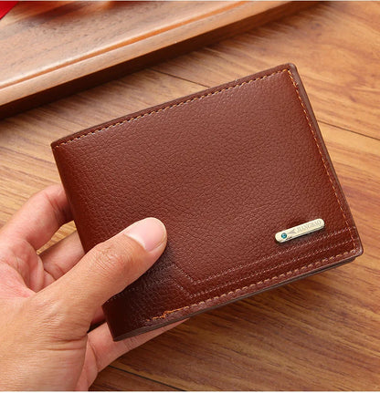 New Men's Short Frosted Leather Wallet Multi-Slot Coin Pocket Photo Holder Small Men's Wallet