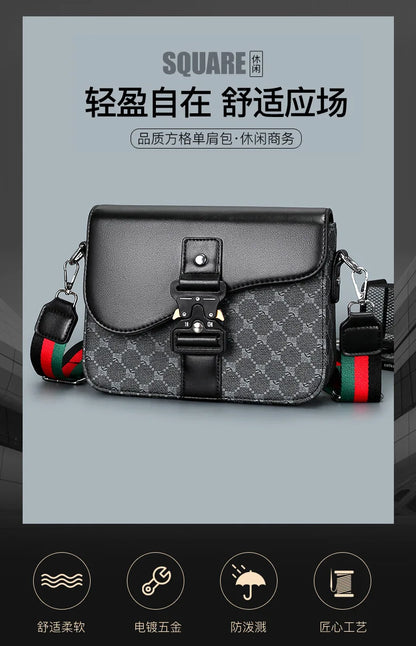 Luxury Plaid Crossbody Bags Men Fashion Buckle Flap Men's Crossbody Bag Casual Shoulder Bag Male Waterproof Business Sling Bags