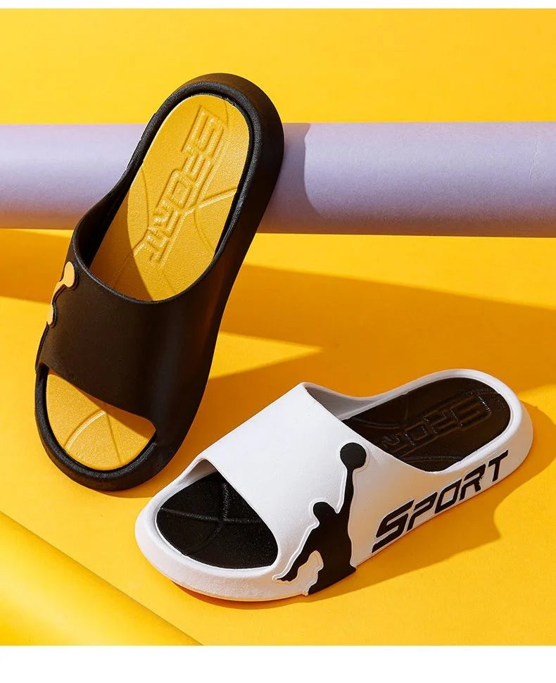 Fashion Men's Slippers PVC Soft Sole Non-slip Slides Casual Outdoor Beach Flip Flops Home Bathroom Couples Slippers New Sandal