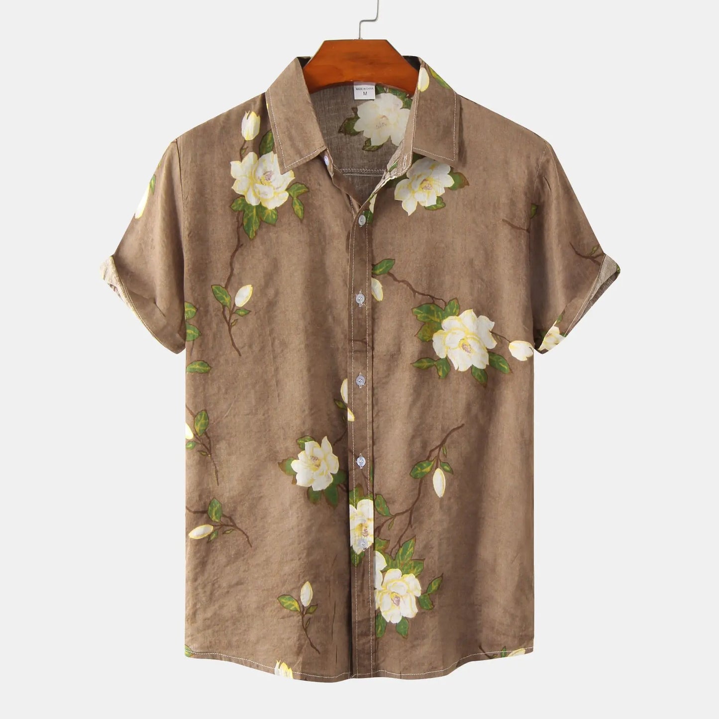 Hawaiian Summer Men's Casual Shirt Social Beach Style Short Sleeve Large Flower Print Chinese Resort Retro Loose Shirt