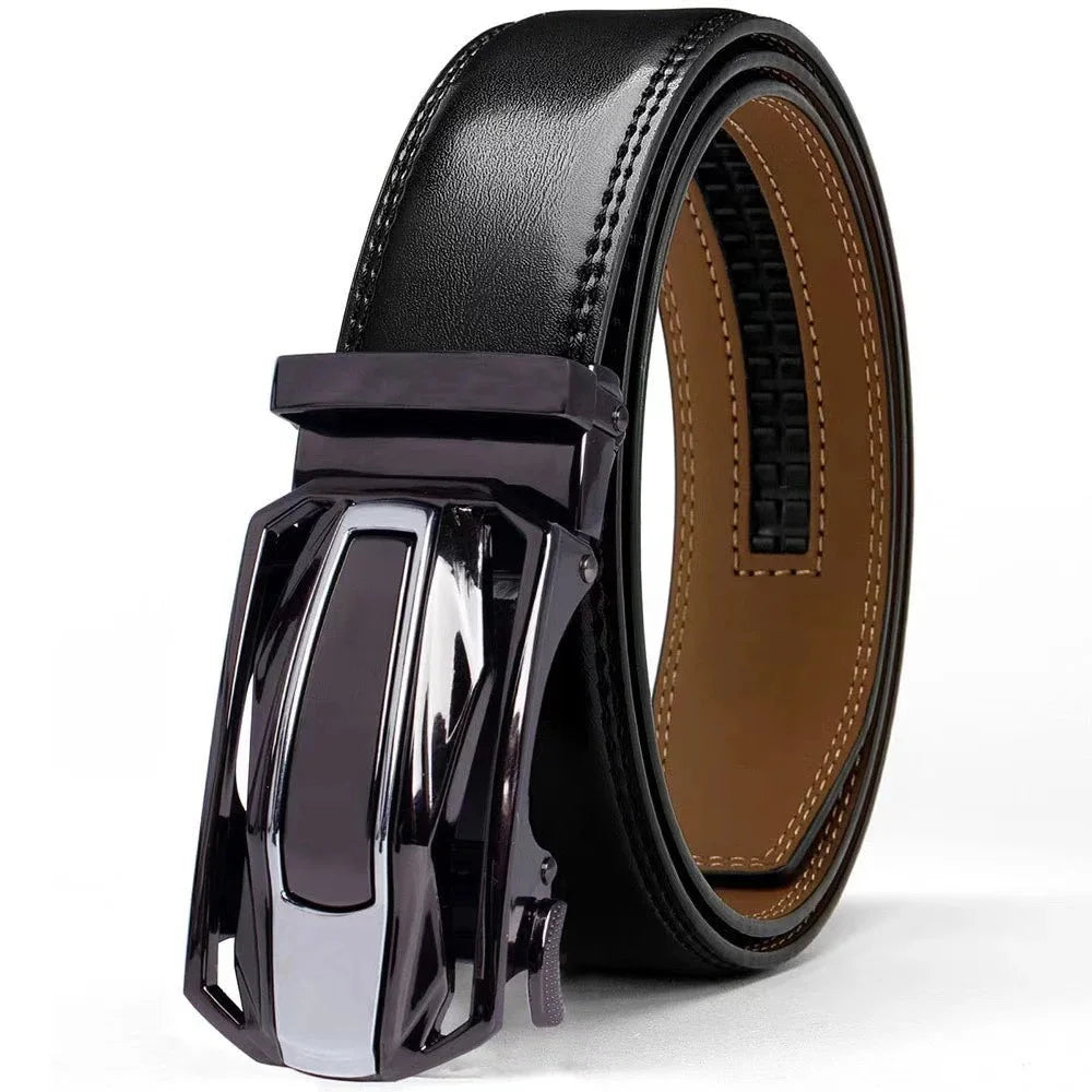 Genuine Leather Fashionable luxury men belt alloy automatic buckle business belt for men jeans decorative belt male