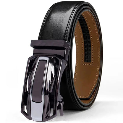 Genuine Leather Fashionable luxury men belt alloy automatic buckle business belt for men jeans decorative belt male