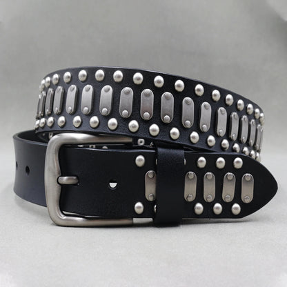 Heavy Metal Punk Belt Genuine Leather Hip Hop Belts For Men Cross Rivet Jeans belt male Strap Ceinture Homme designer belt