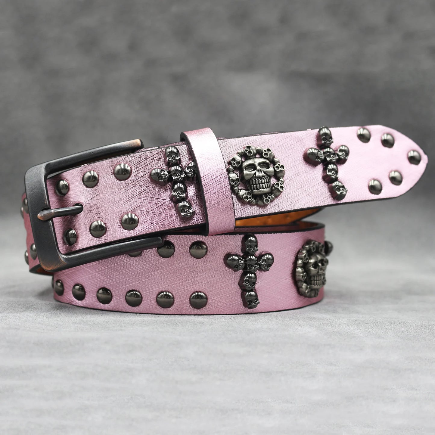 Rivet belt Cross and skull Decoration Belt Man's Goth Rock Fashion Ladies Leather Studded Gift Wild Adjustable Women Punk Belt