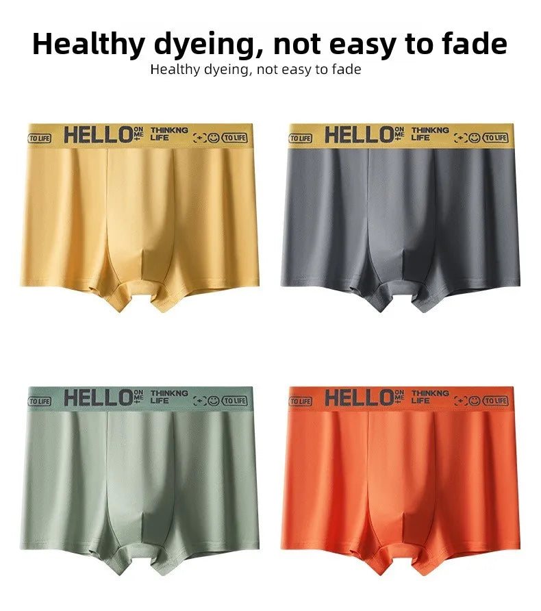 Men's Mid-Waist Thin Briefs Breathable Comfortable Large Size Sports Boxer Shorts Youth Flat Briefs Underwear Polyester Fiber