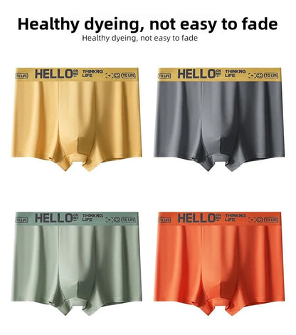 Men's Mid-Waist Thin Briefs Breathable Comfortable Large Size Sports Boxer Shorts Youth Flat Briefs Underwear Polyester Fiber