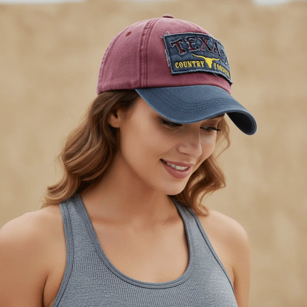 Fashion Letter TEXAS Embroidery Baseball Cap Visor Adjustable Peaked Cap Washed Cotton Baseball Hats For Man Women Unisex