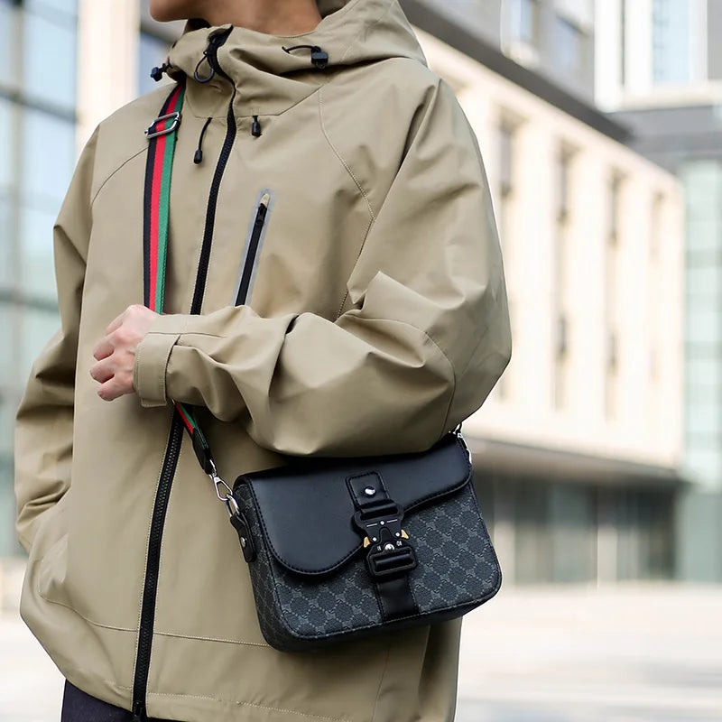 Luxury Plaid Crossbody Bags Men Fashion Buckle Flap Men's Crossbody Bag Casual Shoulder Bag Male Waterproof Business Sling Bags