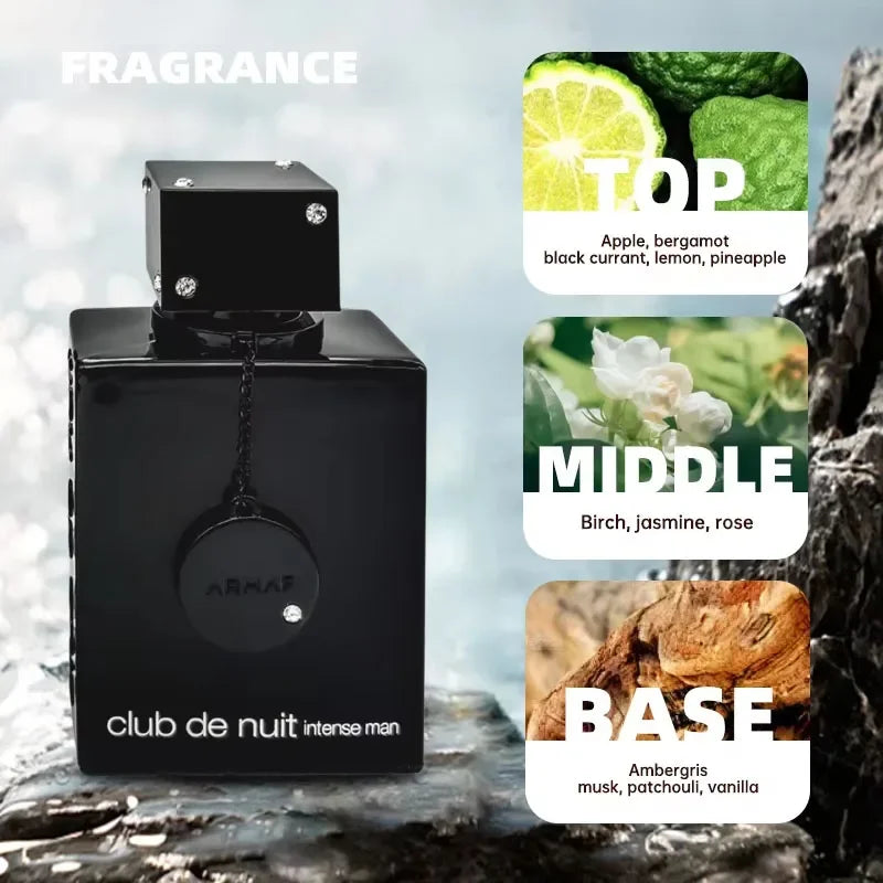 Club De Nuit Urban Men Fragrance, Dark Glass Bottle Oriental Spicy Aroma, Long Lasting Scent For Party Business Daily Wear