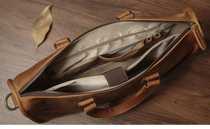 NUKA Men's Executive Briefcase High Quality Real Leather Business Handbag Retro Original Cowhide Shoulder Bag For 15 Inch Laptop