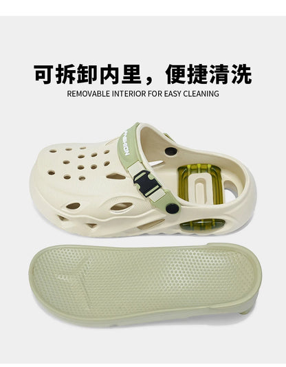 Men's Sandals Fashionable Hollow Casual Slippers Lightweight EVA Garden Shoes Thick-Soled Outdoor Walking Beach Water Shoes