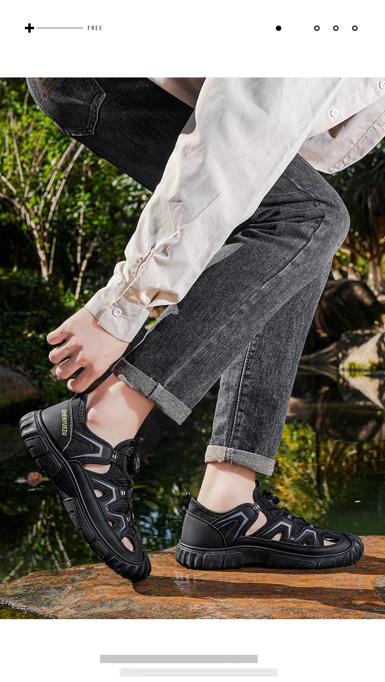 New Arrival Summer Men Sandals PU Leather Mens Casual Shoes Outdoor Beach Shoes Hollow Out Male Roman Shoes Leisure Walk Sandaly