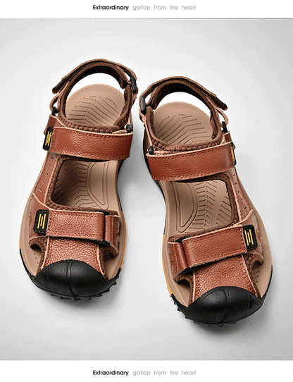 Summer Men Sandals Genuine Leather Mens Casual Shoes Outdoor Men Leather Sandals for Men Beach Shoes Roman mens Shoes