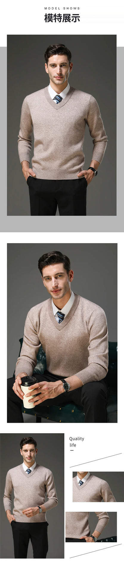 Top Grade Thick Anti-Pilling New Fashion Brand Autum Winter Knit Pullover Men Slim Fit Sweater Business Casual Woolen Jumper