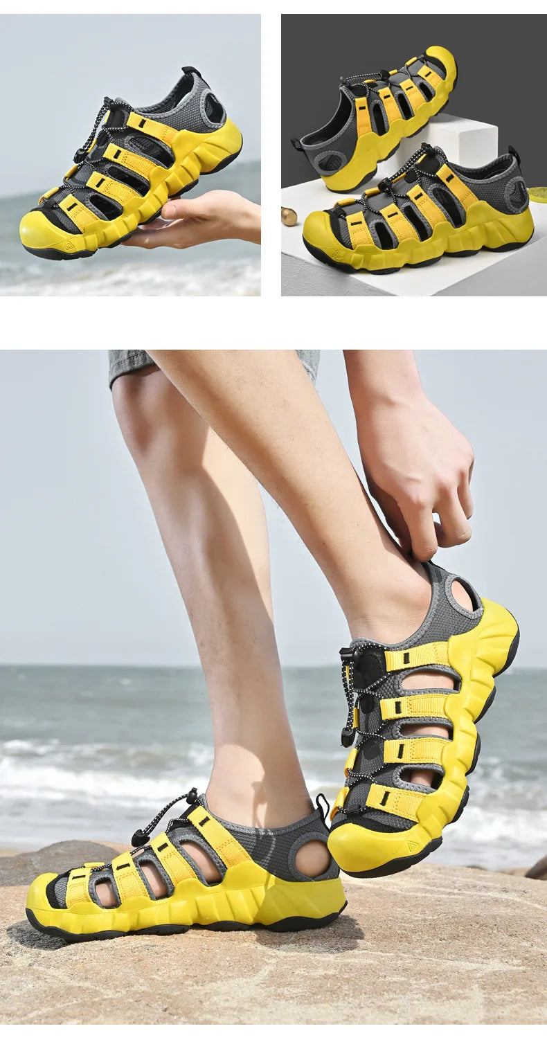 Brand Summer Men's Sandals Fashion Design Beach Men Sandals Outdoor Couple Wading Sandals Non-slip Flat Men Sneakers Size 36-46