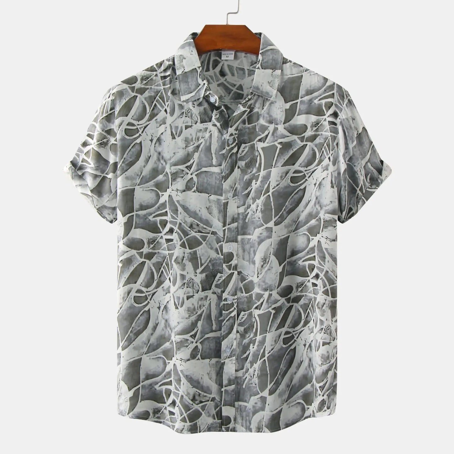 Hawaiian Summer Men's Casual Shirt Social Beach Style Short Sleeve Large Flower Print Chinese Resort Retro Loose Shirt