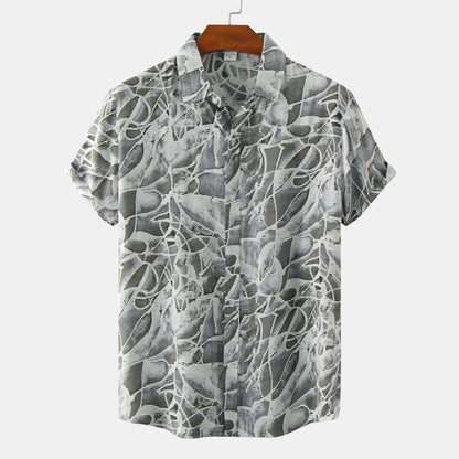 Hawaiian Summer Men's Casual Shirt Social Beach Style Short Sleeve Large Flower Print Chinese Resort Retro Loose Shirt