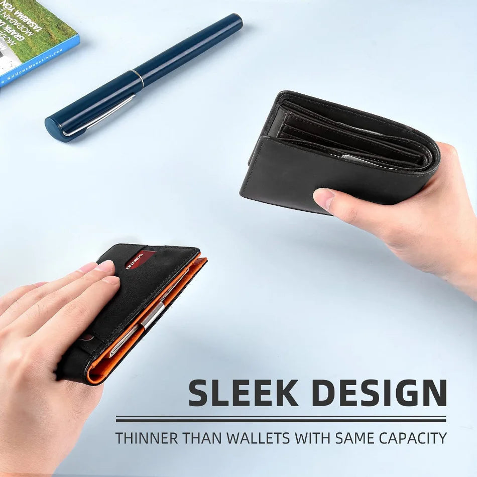 Personality Short Rfid Leather Men Wallets Carbon Fiber Slim Card Holder Wallet Black Minimalist Wallet for Men Father Day Gifts