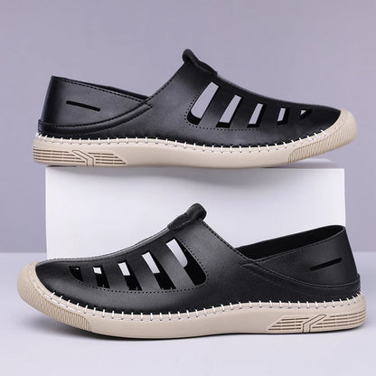 New Summer Genuine Leather Roman Men's Sandals Business Casual Shoes Outdoor Beach Wading Slippers Men's Shoes Big Size 38-48