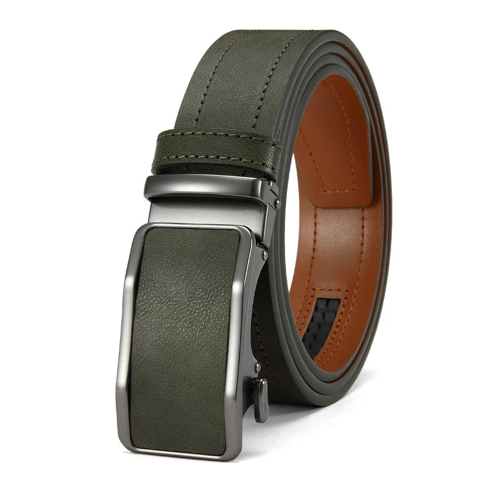 Men's Fashionable Leather Belt Men's High-quality Leather Belt Business Automatic Buckle Ratchet Belt Randomly Adjustable