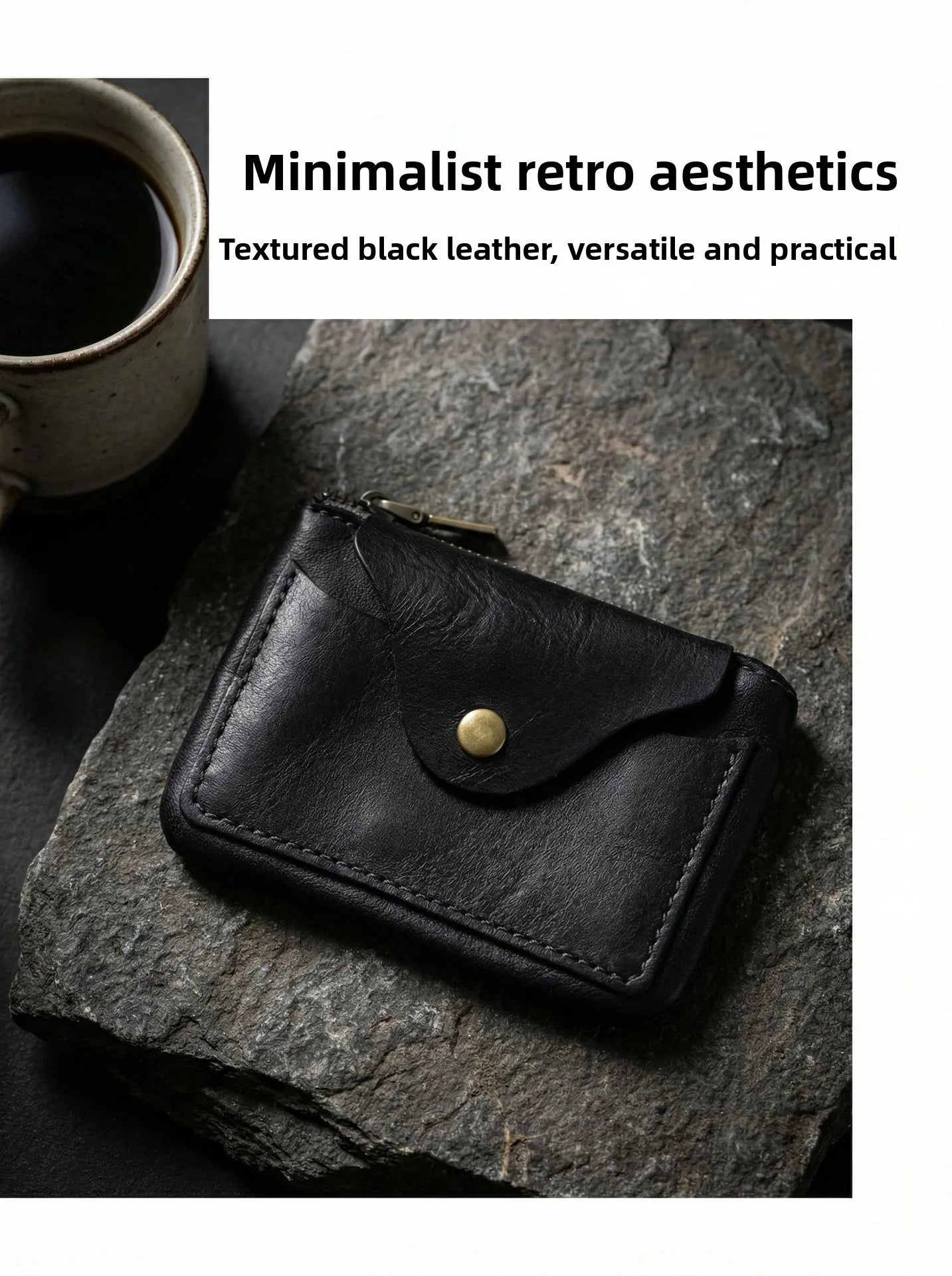 New Slim Short Men's Wallet Vintage Genuine Leather Card Holder Zipper Male Coin Purses High Quality Snap Men Money Clips