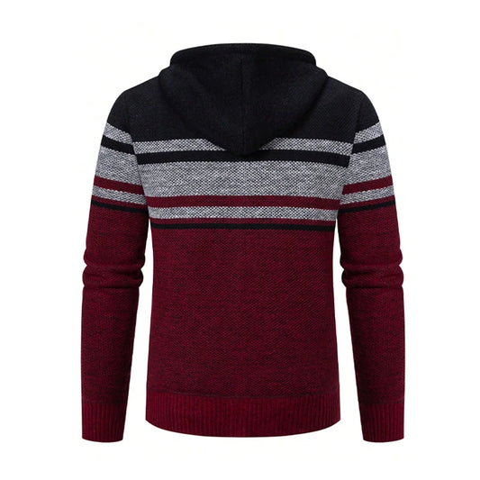 Big Size Men's Casual Full Zip Sweaters Knitted Cardigan with Hood Autumn Winter Male Clothing