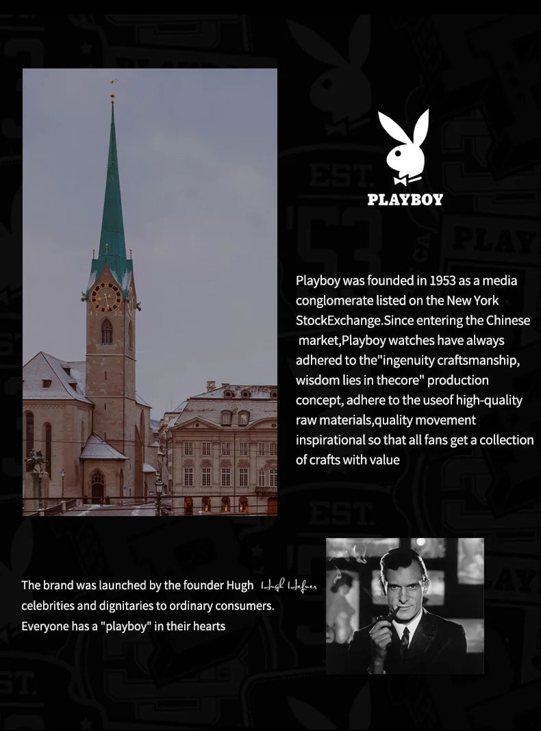 PLAYBOY 3112 Brand original authentic stainless steel strap luminous function calendar display men's quartz watch