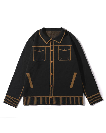 Men's Comfortable Open Cardigan Autumn Winter Casual Knitwear with Fake Pocket Design Fashionable Men's Sweater