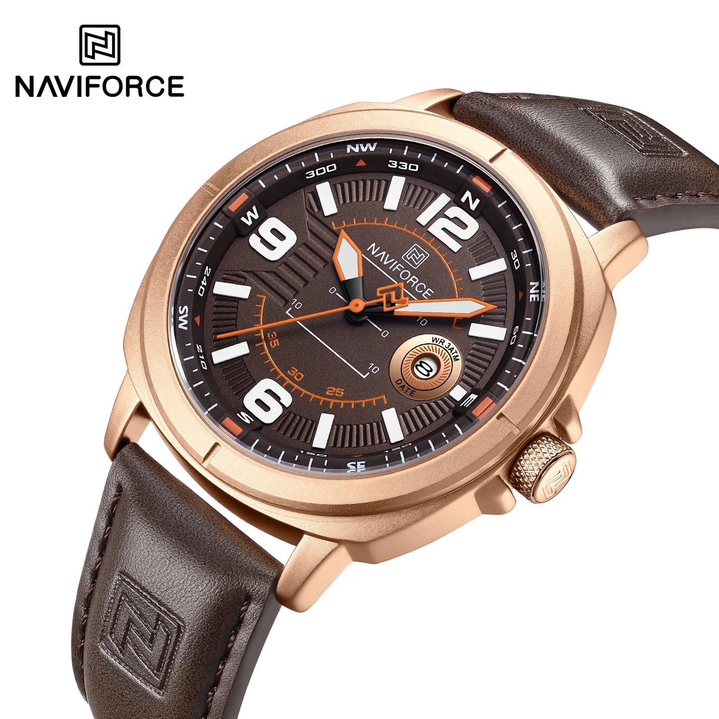 NAVIFORCE  High Quality Male Wristwatch PU Band Calendar Brand Men Quartz Watch Auto Date Display Waterproof Clocks Reloj Hombre