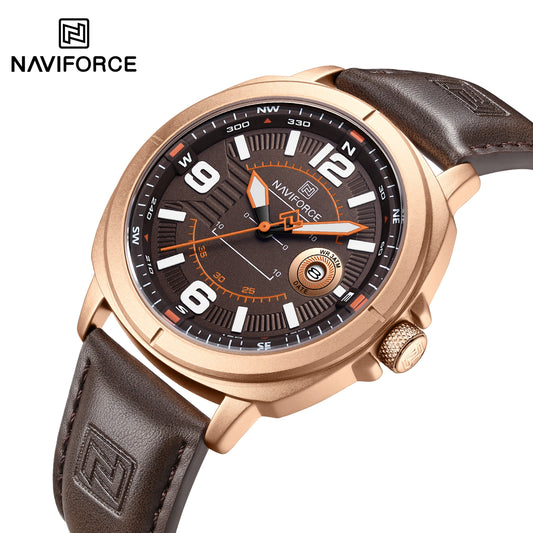 NAVIFORCE  High Quality Male Wristwatch PU Band Calendar Brand Men Quartz Watch Auto Date Display Waterproof Clocks Reloj Hombre