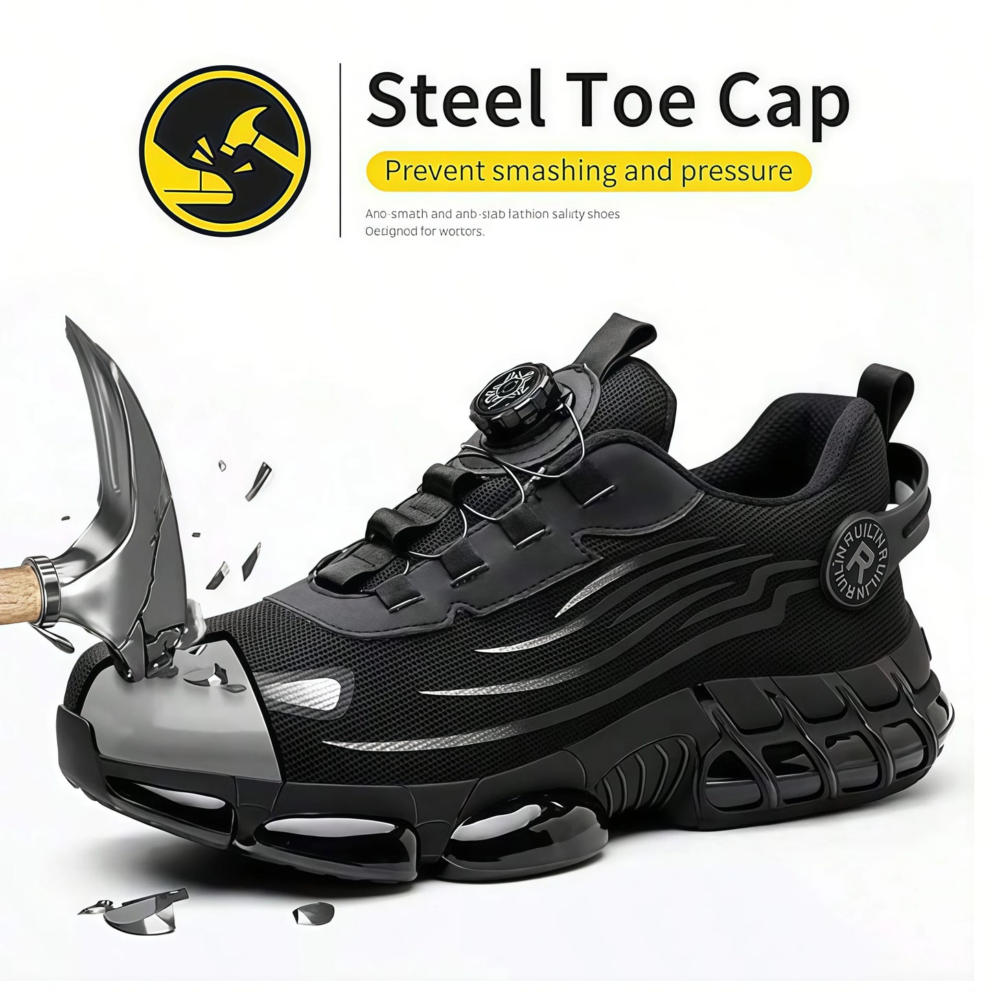 Indestructible Steel Toe Work Shoes for Men Women Rotating Button Safety Shoes Lightweight Construction Work Safety Shoes