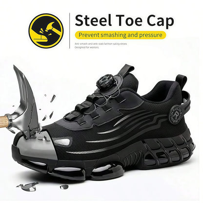 Indestructible Steel Toe Work Shoes for Men Women Rotating Button Safety Shoes Lightweight Construction Work Safety Shoes