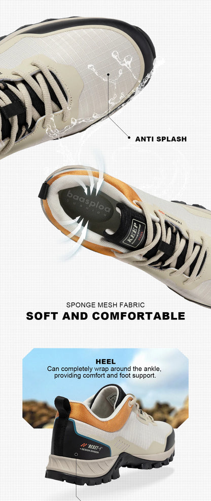 Baasploa Men Hiking Shoes New Outdoor Climbing Waterproof Non-slip Wear-resistant Sneakers Male Casual Lace-Up Walking Shoes ﻿