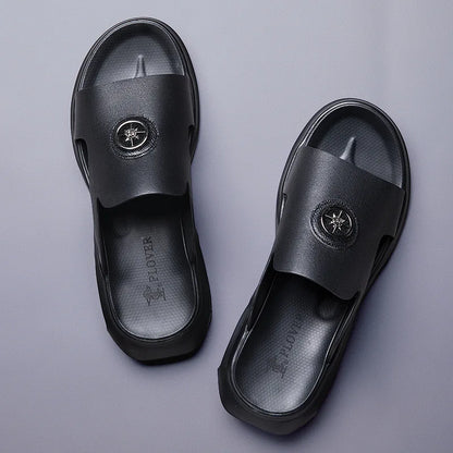 New Luxury Men's Genuine Leather Sandals Classic Roman Men Shoes Slippers Soft Comfortable Men Non-slip Walking Slippers Footwea