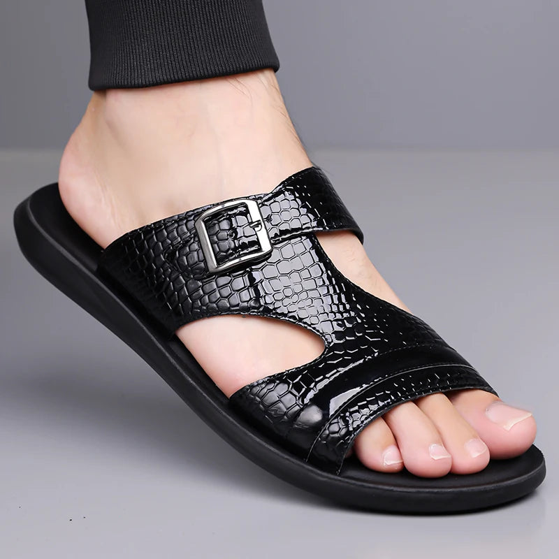 Plus Size 38-48 Hot-selling Men Slippers Sole Open Toe Beach Slides All-match Man Flip Flops Versatile Half Flats Sandals Slides