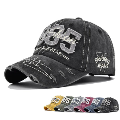 Men Women 1985 Embroidery Baseball Caps Vintage Washed Cotton Outdoor Sun Hats Unisex Streetwear Hip Hop Hats Adjustable