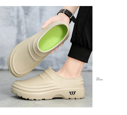 New Men's Anti-slip Chef Shoes Sandals For Men Working Shoes Waterproof Fashion Garden Shoes Clogs For Beach Slippers Size 36-48