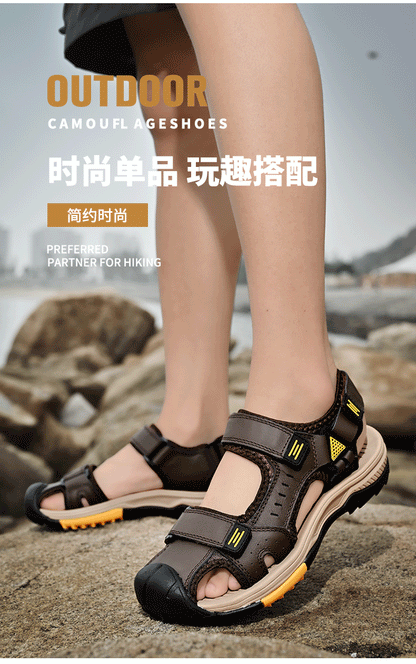 Summer Men Sandals Genuine Leather Mens Casual Shoes Outdoor Men Leather Sandals for Men Beach Shoes Roman mens Shoes