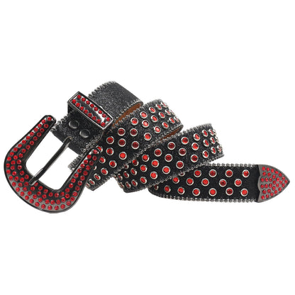 Rhinestone belt Leopard Shiny leather belts for women western rhinestone studded belt men vintage diamond  belt jeans waistbands