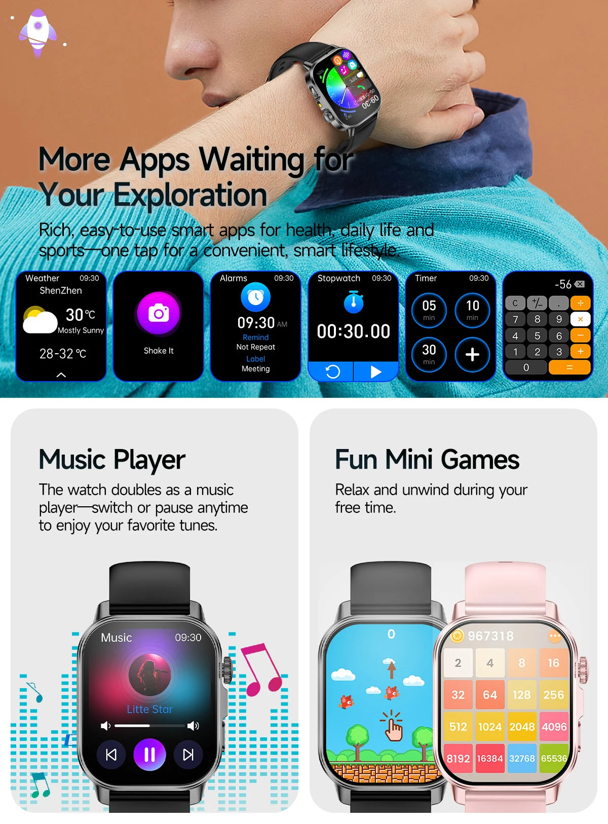 2026 Top Nursing Grade ECG+PPG Smart Watch Men Accurate Blood Pressure Lipids Uric Acid 2.0-inch AMOLED Screen HD Call Watch Men
