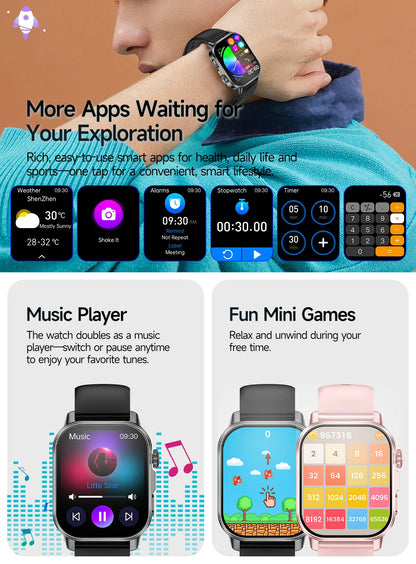 2026 Top Nursing Grade ECG+PPG Smart Watch Men Accurate Blood Pressure Lipids Uric Acid 2.0-inch AMOLED Screen HD Call Watch Men