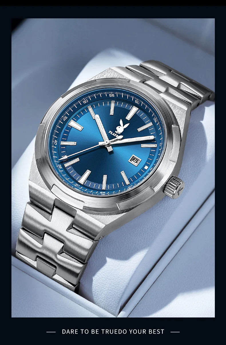 PLAYBOY 3112 Brand original authentic stainless steel strap luminous function calendar display men's quartz watch