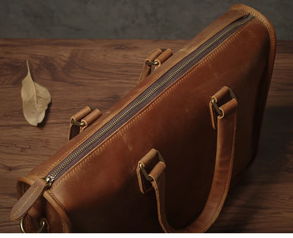 NUKA Men's Executive Briefcase High Quality Real Leather Business Handbag Retro Original Cowhide Shoulder Bag For 15 Inch Laptop