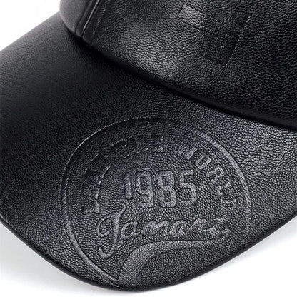 Unisex 1985 Letter Imprinting Leather Baseball Caps Spring and Autumn Outdoor Adjustable Casual Hats Sunscreen Hat