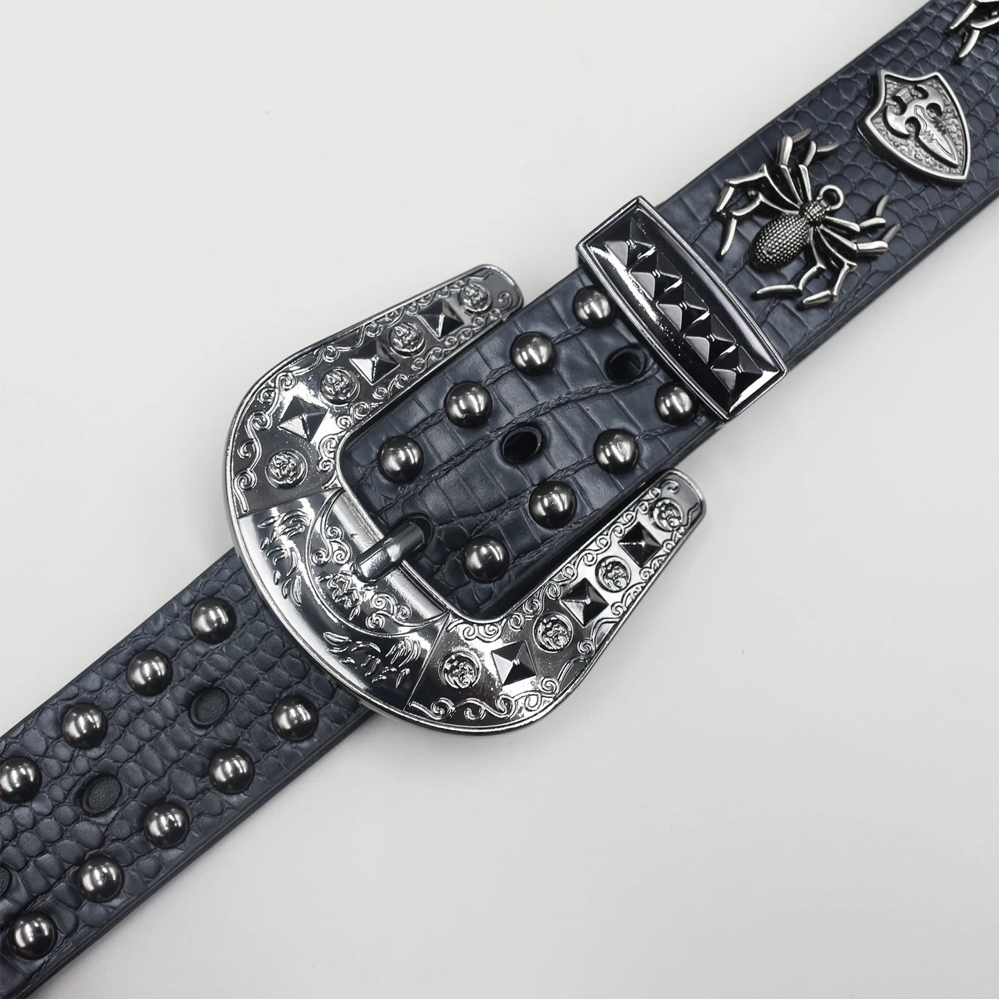 Y2K Punk spider Black Rivet Belt Goth Pu Leather Belts For Women Jeans Pants Boys And Girls Students Belt