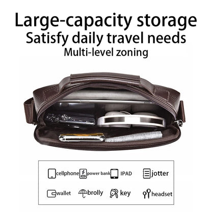 Stylish Men's Leather Shoulder Bag, Casual Crossbody Purse with Adjustable Strap, Perfect for Work, Travel, and Daily Commute
