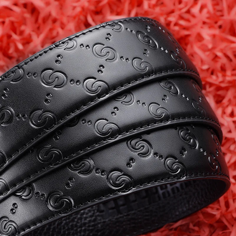 Fashion Business Men'S Belt Genuine Luxury Brand Metal Buckle Belt High-Quality PU Leather Soft Belt With Cargo Pants Jeans