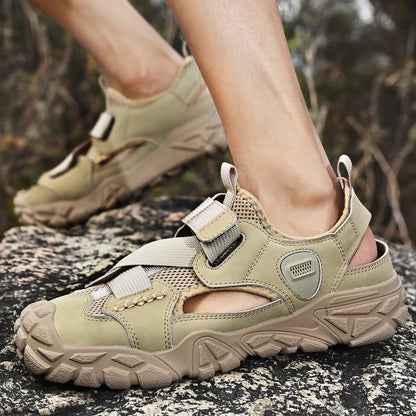Comfort Men Mesh Sandals Lightweight Summer Shoes Outdoor Quick-Dry Wading Aqua Shoes Non-Slip Travel Beach Flats  Daily Sandals