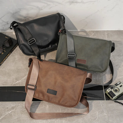 Vintage Fashion Crossbody Bags Men Large Capacity Men Crossbody Shoulder Bag PU Leather Messenger Bag Casual Outdoor Satchels
